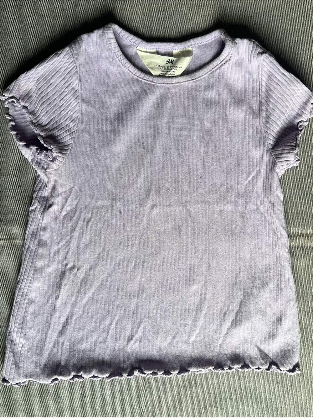 H&M Light Purple Ribbed Short Sleeve Tee for Kids
